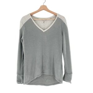 Poof Brushed Knit V-Neck Two Tone Gray Baseball Tee Nordstrom